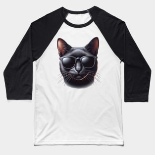 Bombay Cat Wearing Sunglasses Baseball T-Shirt